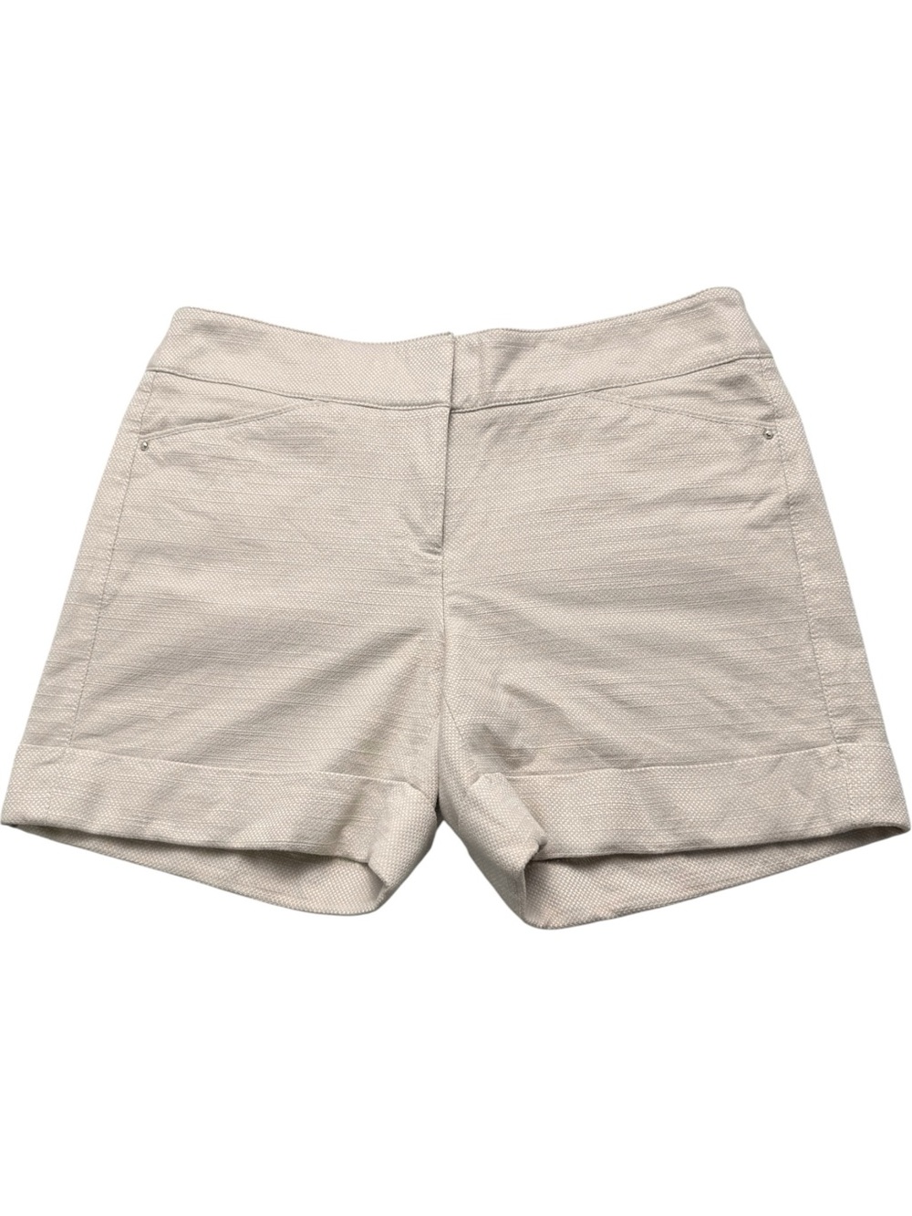 White House Black Market Light Tan Textured High Waist Shorts Size 2 Cuffed Hem